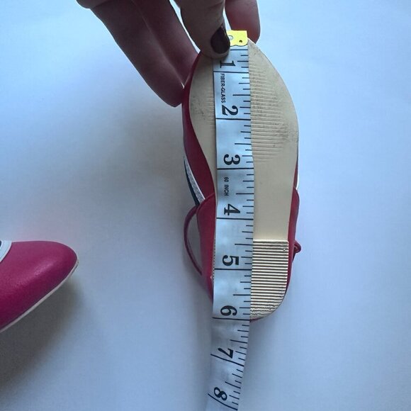 Janie and Jack Girl's Pieced Ballet Flat. Red, white, Navy Blue. Size - 7 - Picture 10 of 10